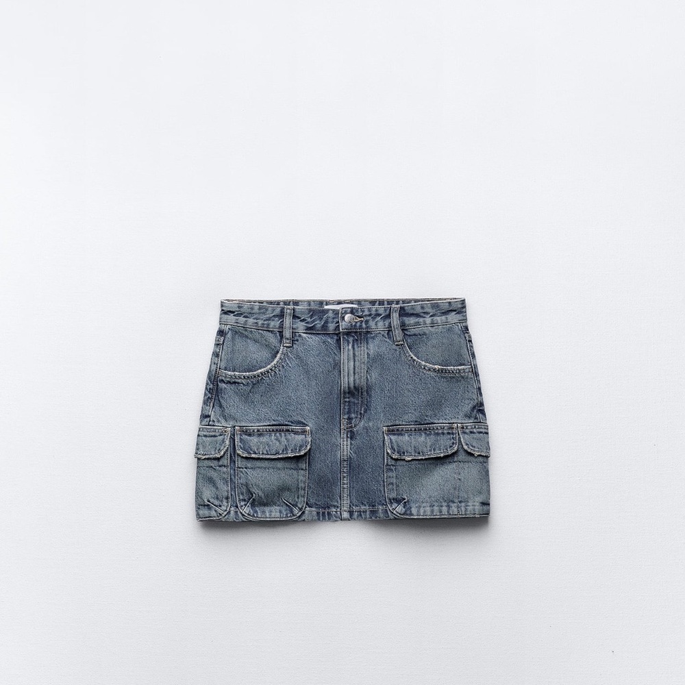 Zara Cargo Denim Skirt